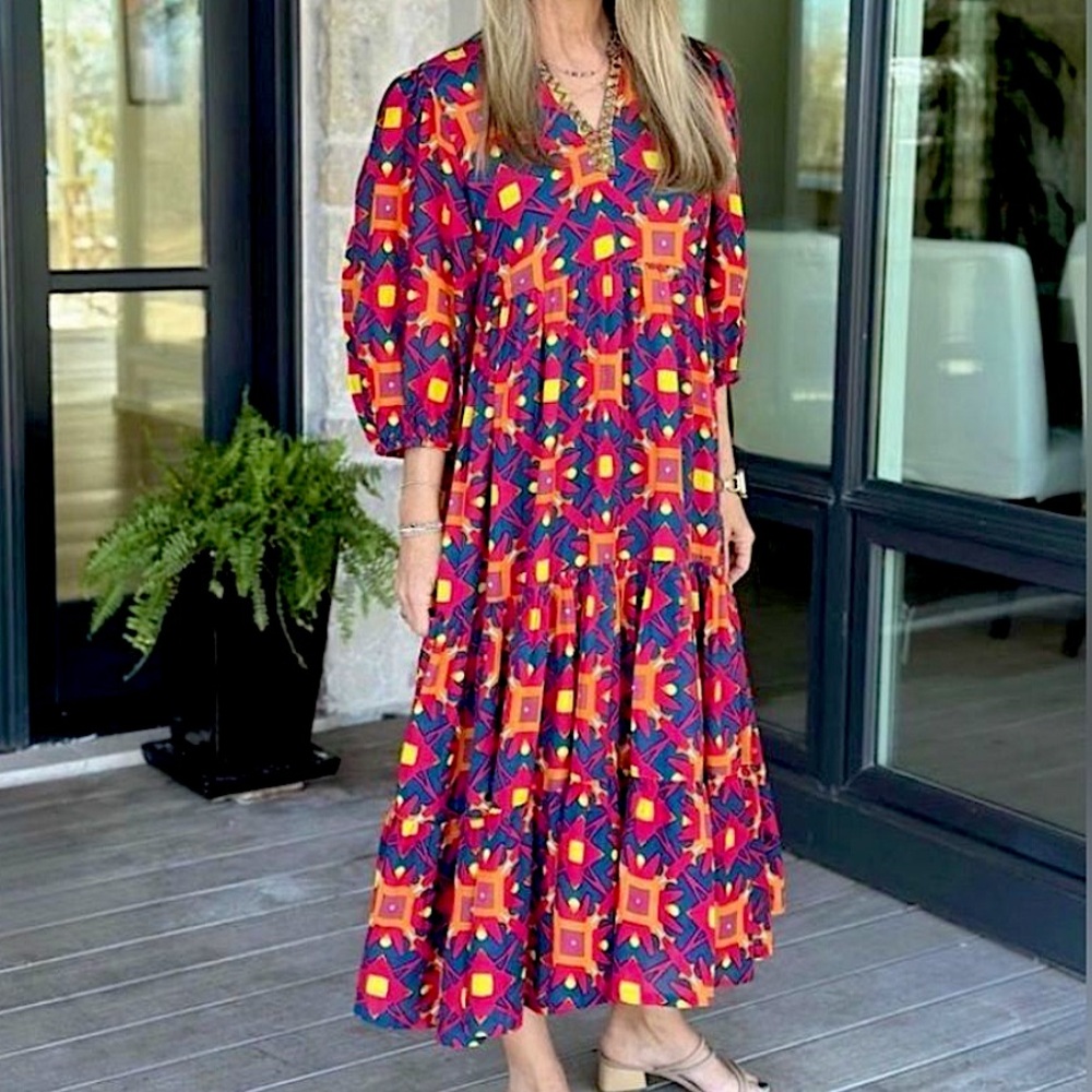 Briton Court Jewel Starburst Resort Tiered Dress